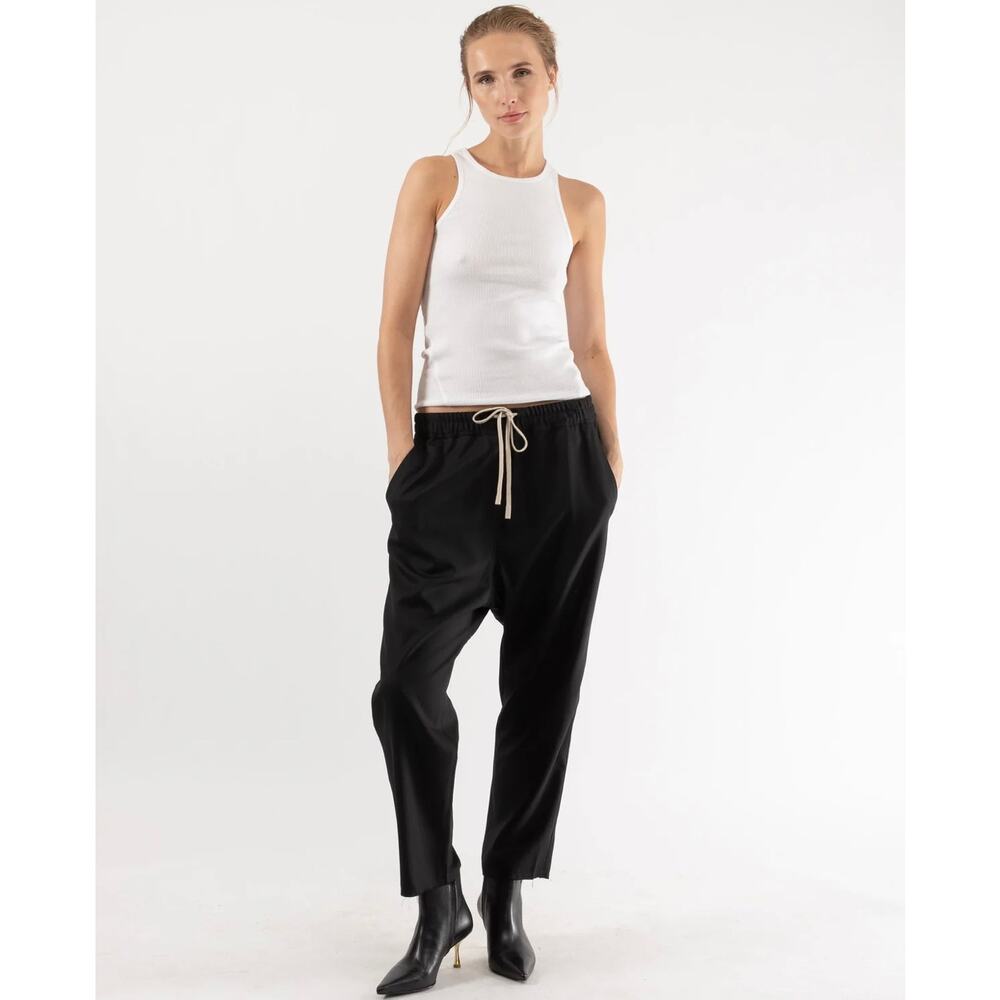 Nili Lotan Wool Aida Drop Seat Black Cropped Trousers Pants XS Lightweight